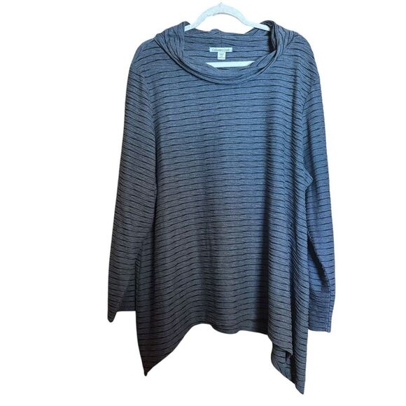 Coldwater Creek Cowl Neck Top Womens 3X 24W 26W Multicolor Stripe Stretch Blouse - Picture 1 of 9